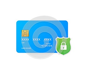 Secure credit card transaction. Payment protection concepts, Secure payment. Vector illustration.